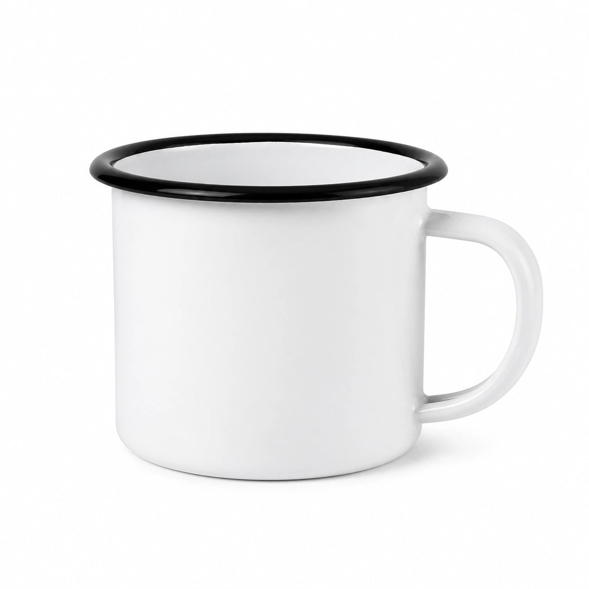 Tasse émaillée 350 ml blanche et noire pour boissons chaudes style rétro